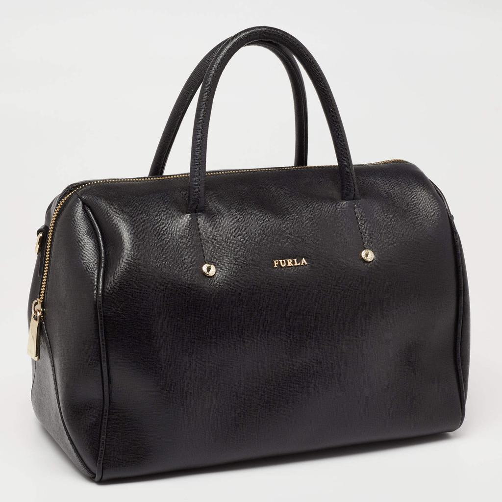 Furla Black Leather Medium Boston Bag商品第3张图片规格展示