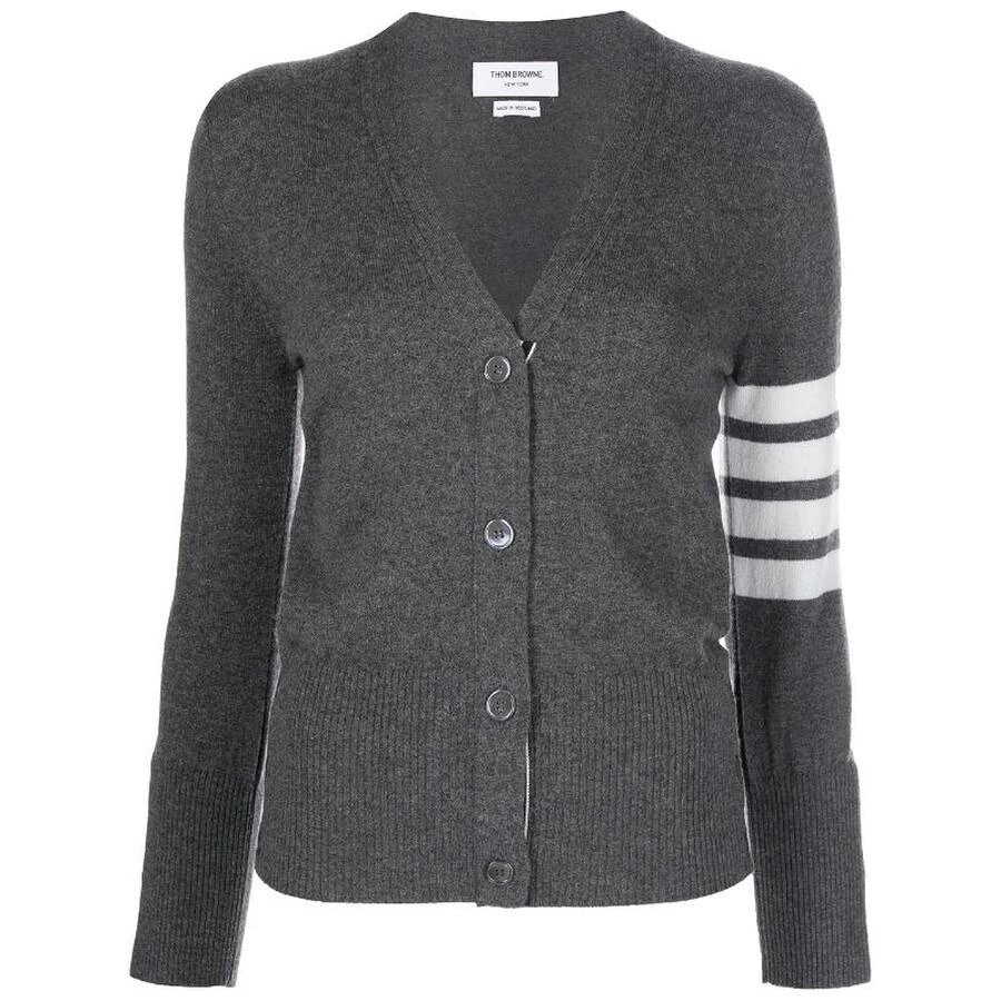 商品Thom Browne|Ladies Dark Grey Cashmere 4-Bar Cardigan,价格¥2947,第1张图片