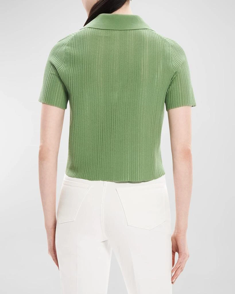 商品Theory|Cropped Matte Cotton Jacquard Polo Shirt,价格¥1662,第3张图片详细描述