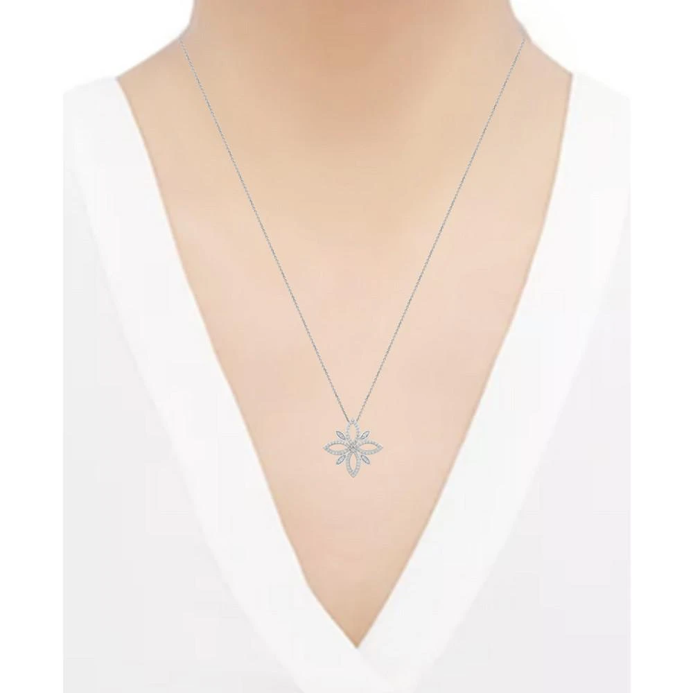 商品Macy's|Diamond Openwork Flower Cluster 18" Pendant Necklace (1/2 ct. t.w.) in Sterling Silver,价格¥10248,第3张图片详细描述