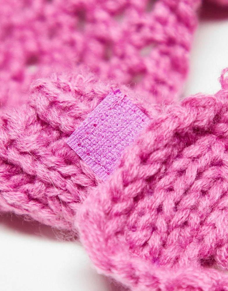 商品COLLUSION|COLLUSION Unisex knitted crochet bonnet in pink,价格¥97,第2张图片详细描述