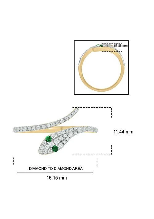 商品Belk & Co.|Co. 1 3 Ct.t.w Diamond 1 6 Ct.t.w Natrual Emerald Round Shape Snake Ring In 10K Gold,价格¥9928,第3张图片详细描述