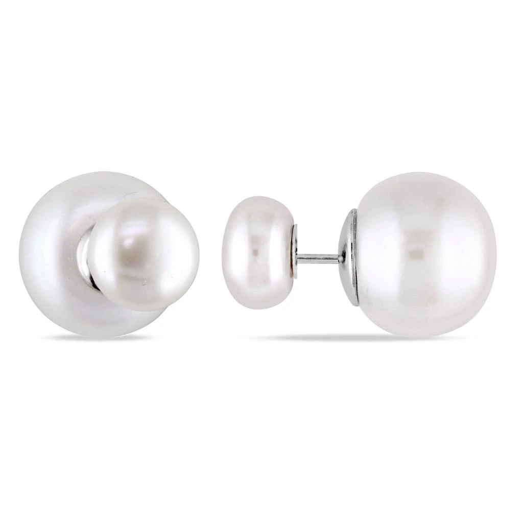 商品Mimi & Max|Mimi & Max 8-8.5mm and 12.5-13mm White Cultured Freshwater Pearl Tribal Earrings in Sterling Silver,价格¥351,第1张图片