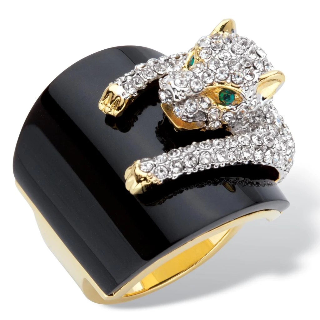 商品Palm Beach Jewelry|Genuine Black Onyx and Crystal 14k GP Leopard Ring,价格¥704,第4张图片详细描述