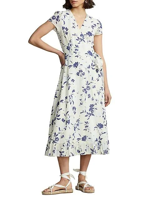 商品Ralph Lauren|Floral-Print Cotton Wrap Dress,价格¥739,第3张图片详细描述