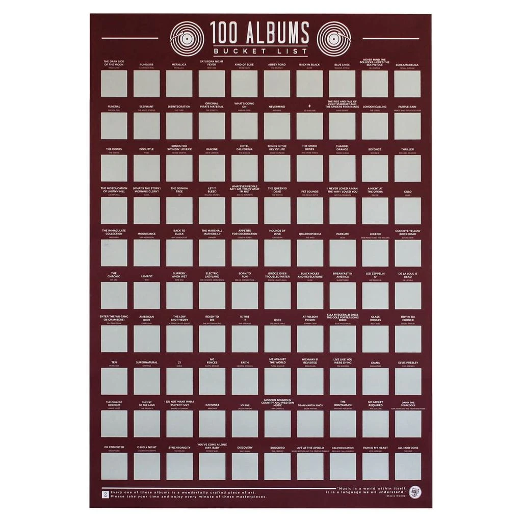 商品Gift Republic|100 Albums Bucket List Poster,价格¥142,第1张图片详细描述