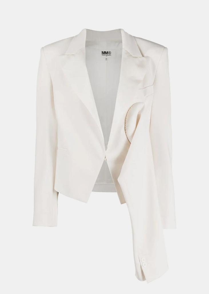商品MM6|MM6 Maison Margiela Off-White Draped Sleeves Blazer,价格¥3766,第1张图片