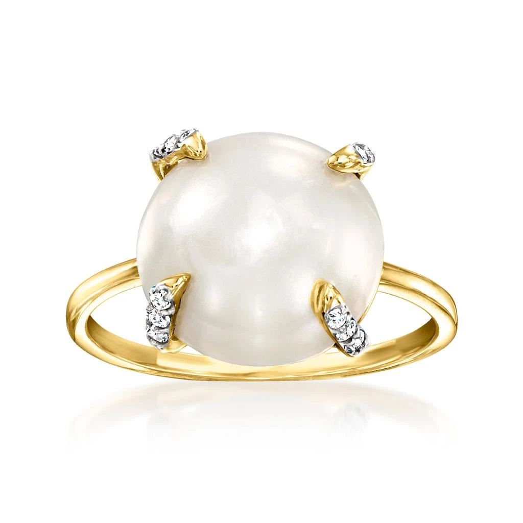 商品Ross-Simons|12-12.5mm Cultured Mabe Pearl and . Diamond Ring in 14kt Yellow Gold,价格¥3766,第1张图片