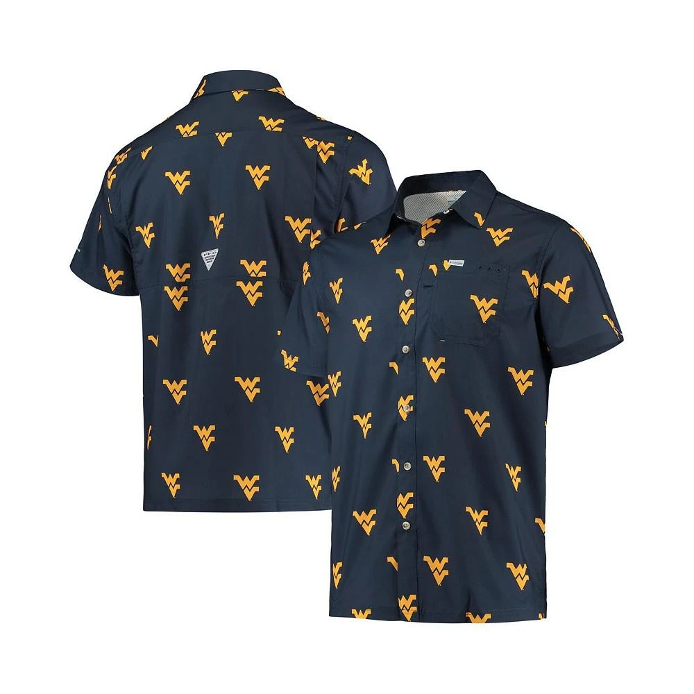 商品Columbia|Men's Navy West Virginia Mountaineers Super Slack Tide Omni-Shade Button-Up Shirt,价格¥397,第2张图片详细描述