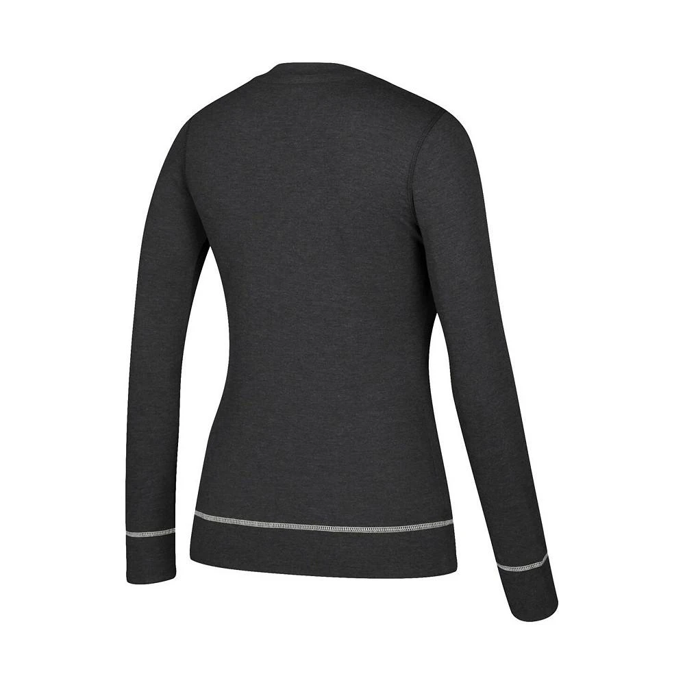 商品Adidas|Women's Heathered Black New Jersey Devils Skate Through Long Sleeve Lace-Up V-Neck T-shirt,价格¥337,第3张图片详细描述