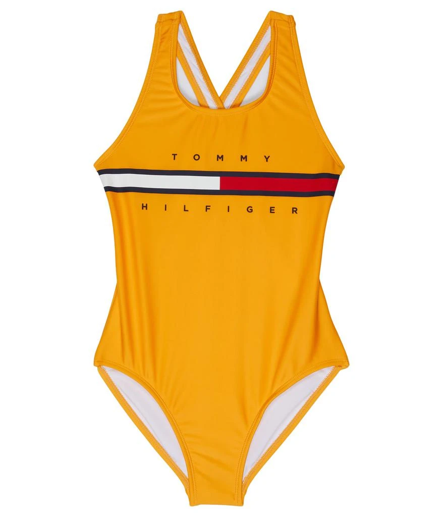 商品Tommy Hilfiger|Classic Flag Logo One-Piece Swimsuit (Big Kids),价格¥225,第1张图片