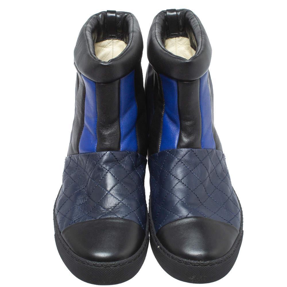 商品[二手商品] Chanel|Chanel Black/Blue Leather Snow Ankle Boots Size 40,价格¥3919,第5张图片详细描述