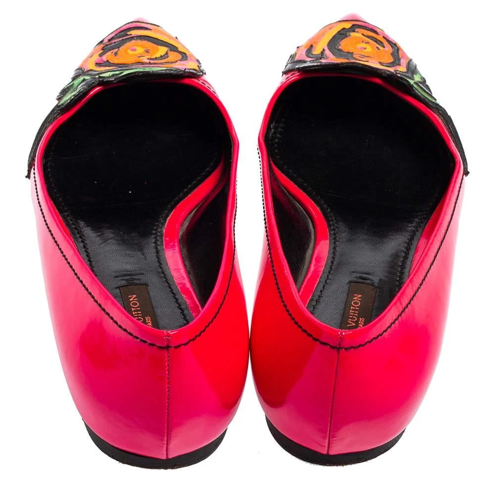 商品[二手商品] Louis Vuitton|Louis Vuitton Pink Patent Leather Stephen Sprouse Rose Pointed Toe Flat Pumps Size 37,价格¥2519,第5张图片详细描述