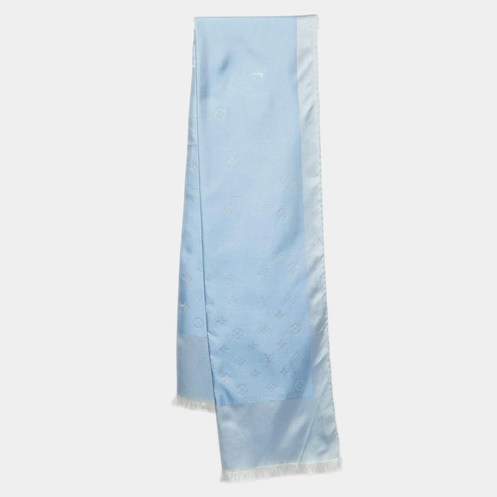 商品[二手商品] Louis Vuitton|Louis Vuitton Light Blue Monogram Silk Stole,价格¥1980,第1张图片