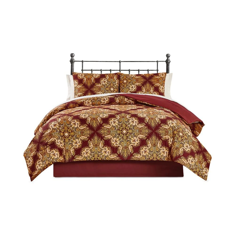 商品Keeco|Red Selma Medallion 8 Piece Reversible Comforter Set, Created for Macy's,价格¥223,第3张图片详细描述
