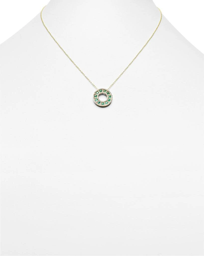 Emerald and Diamond Circle Pendant Necklace in 14K Yellow Gold, 17" - Exclusive 商品