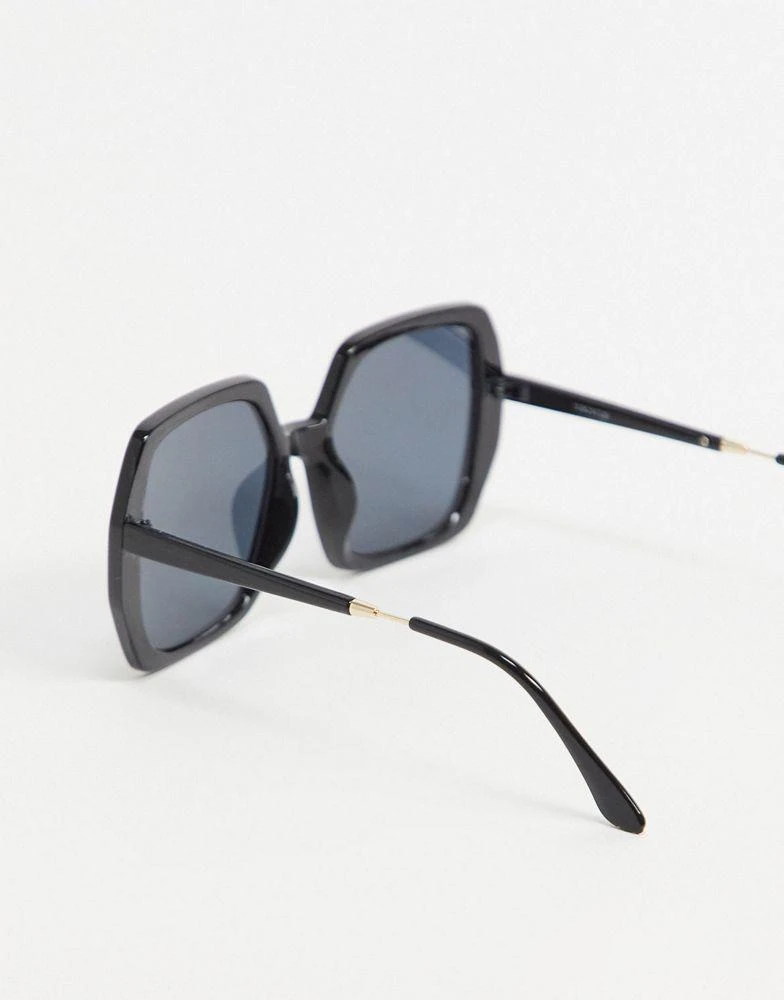 商品ASOS|ASOS DESIGN oversized 70s sunglasses in shiny black,价格¥98,第2张图片详细描述