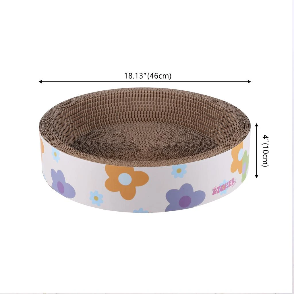 商品THE LICKER STORE|Daisy 18.13" Modern Cardboard Bowl Cat Scratcher with Catnip, White/Multi (Set of 2),价格¥556,第5张图片详细描述
