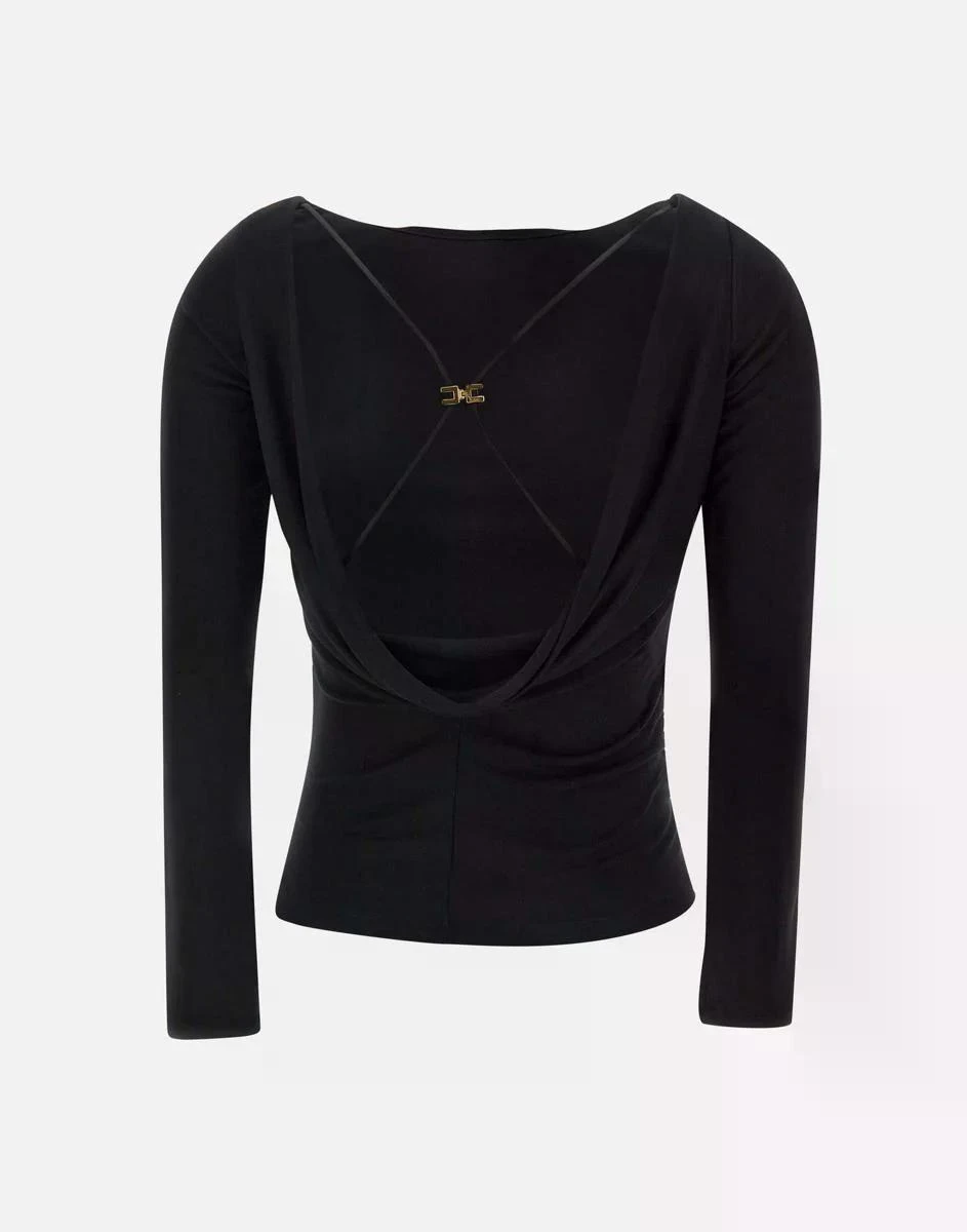 商品【商品预售7天】 ELISABETTA FRANCHI|ELISABETTA FRANCHI 女士T恤 MD01352E2110-0 黑色,价格¥2805,第4张图片详细描述
