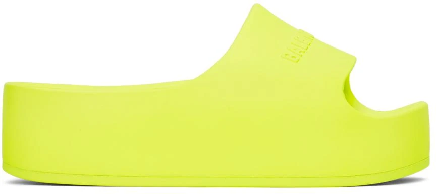商品Balenciaga|Yellow Chunky Platform Slides,价格¥2332,第1张图片
