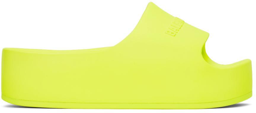 商品Balenciaga|Yellow Chunky Platform Slides,价格¥1368,第1张图片