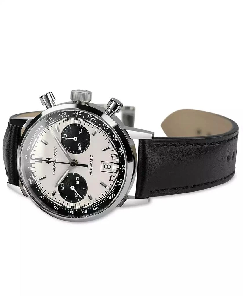 商品Hamilton|Men's Swiss Automatic Chronograph Intra-Matic Black Leather Strap Watch 40mm,价格¥17150,第3张图片详细描述