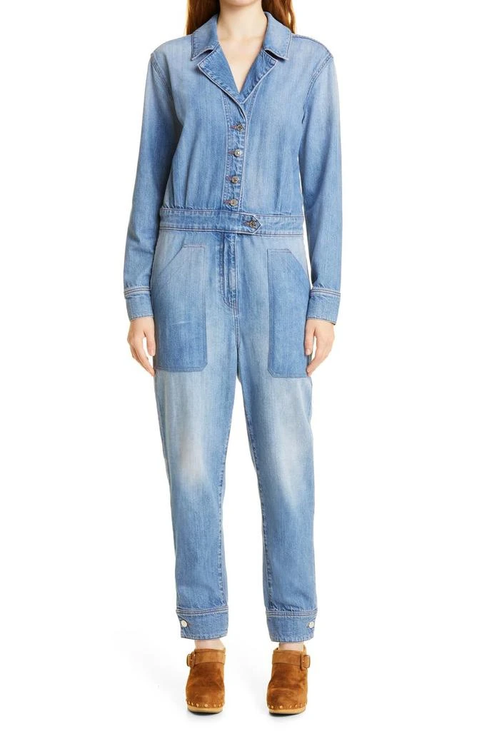 商品VERONICA BEARD|Oaklyn Long Sleeve Nonstretch Denim Jumpsuit,价格¥589,第1张图片