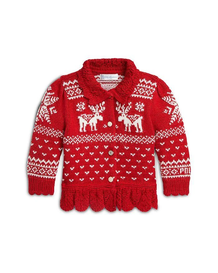 商品Ralph Lauren|Girls' Fair Isle Peplum Cardigan - Baby,价格¥285,第1张图片