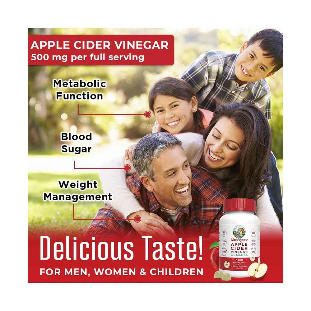 商品MaryRuth Organics|Apple Cider Vinegar Gummies, Apple, 60ct,价格¥149,第2张图片详细描述