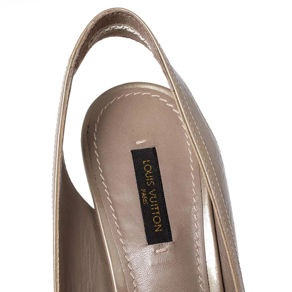 Louis Vuitton Beige Monogram Vernis Leather Tamara Peep Toe Slingback Pumps Size 39 商品