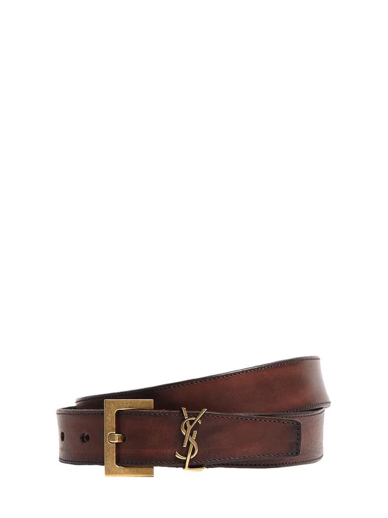 商品Yves Saint Laurent|30mm Monogram Leather Belt,价格¥4447,第1张图片
