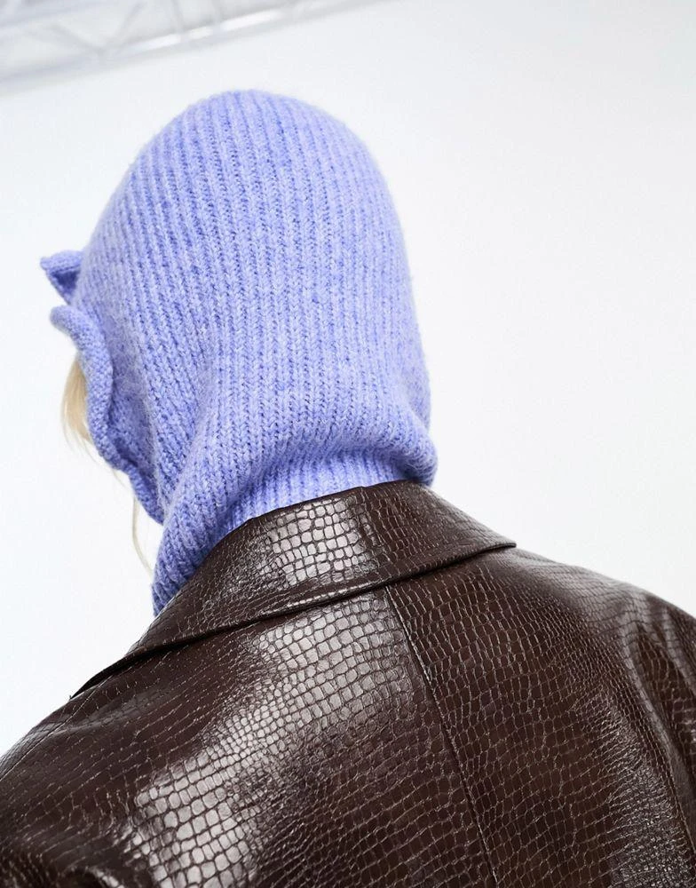 商品COLLUSION|COLLUSION frill knitted hood balaclava in light blue,价格¥89,第3张图片详细描述