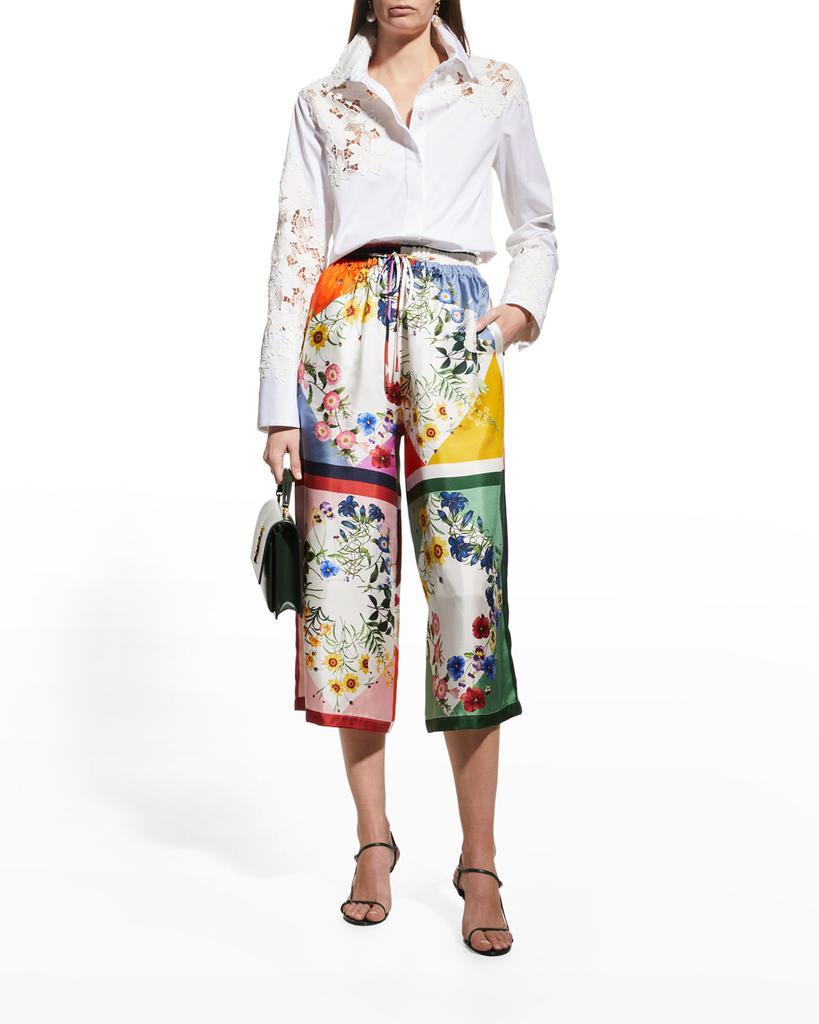 商品Oscar de la Renta|Geometric Floral Silk Twill Crop Pants,价格¥12687,第5张图片详细描述