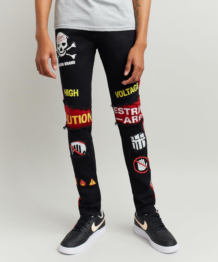 商品Reason Clothing|Restricted Graphic Print Side Stripe Jeans,价格¥185,第1张图片