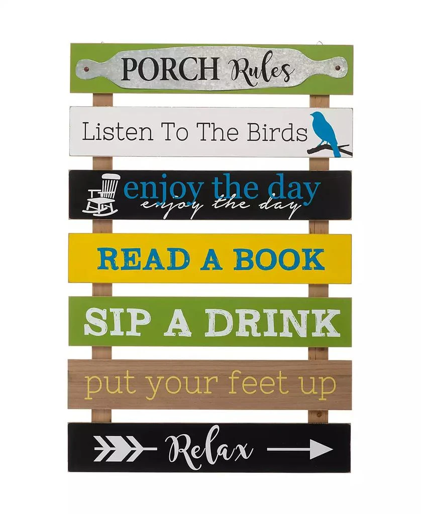 商品Glitzhome|Oversized Rustic Slats Porch Rules Sign Wall Sign,价格¥487,第1张图片