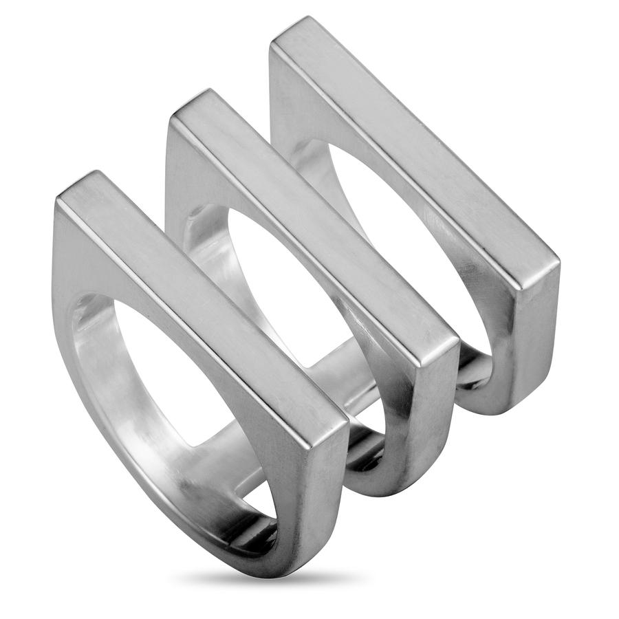 Georg Jensen Aria Silver Flat Three Band Ring商品第1张图片规格展示