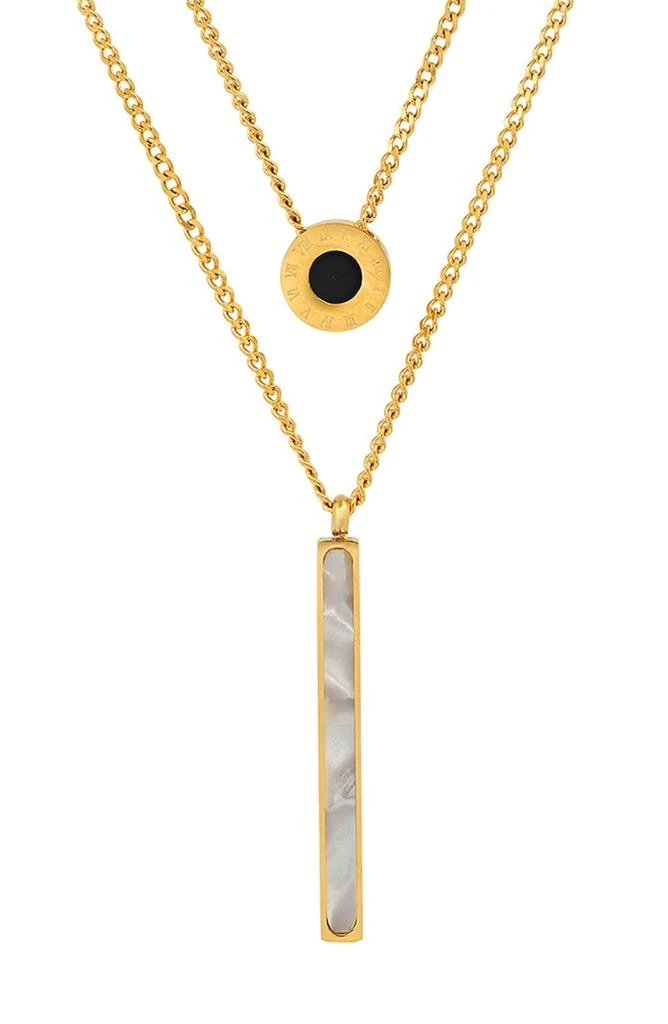 商品HMY JEWELRY|18K Gold Plated Double Pendant Layered Necklace,价格¥371,第1张图片