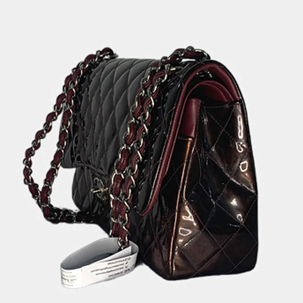 Chanel Burgundy Patent Leather Classic Flap Jumbo Shoulder Bag 商品