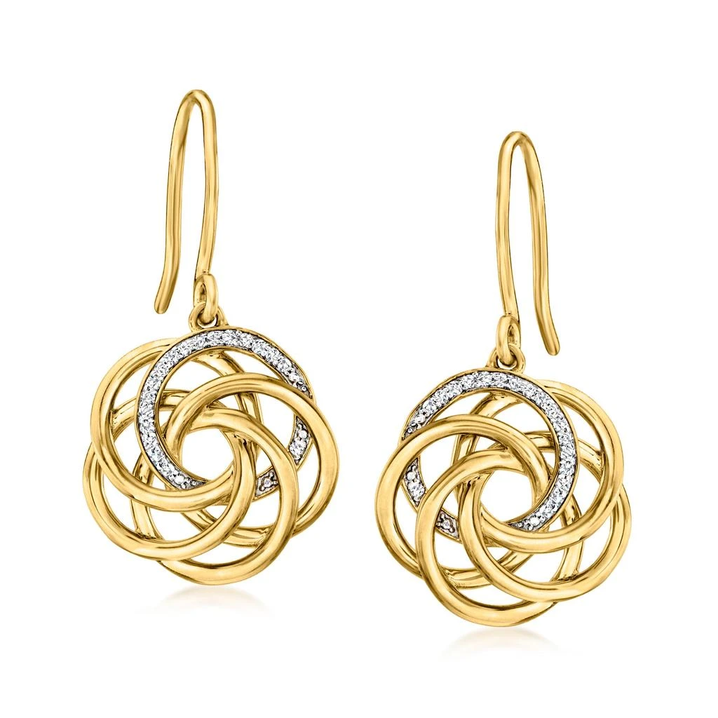 商品Ross-Simons|Ross-Simons Diamond Interlocking-Circle Drop Earrings in 18kt Gold Over Sterling,价格¥1566,第1张图片