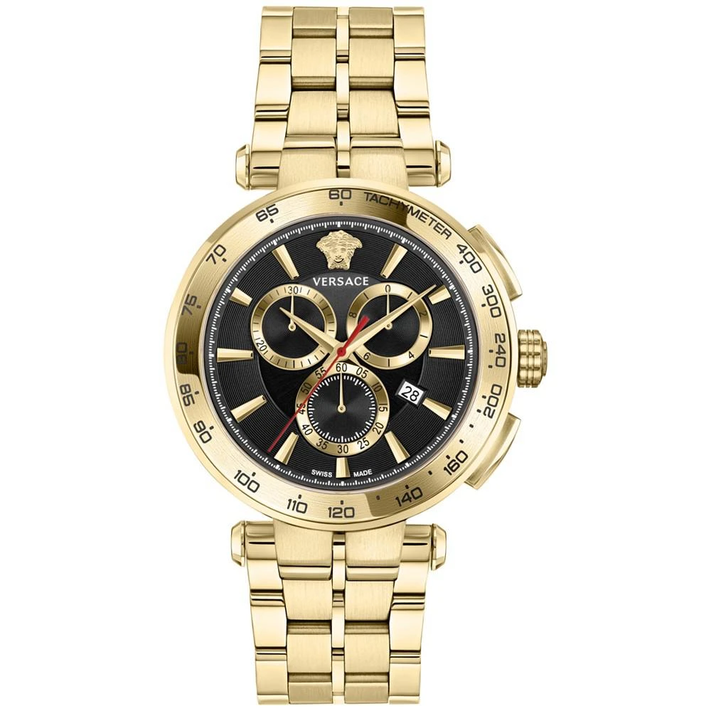 商品Versace|Men's Swiss Chronograph Aion Gold Ion Plated Stainless Steel Bracelet Watch 45mm,价格¥11260,第1张图片