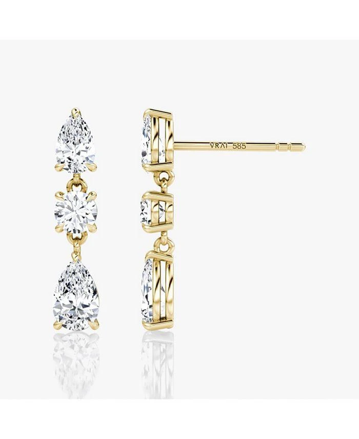 商品VRAI|Three Stone Drop Earrings in 14K White Gold, 2.0ctw Round Brilliant & Pear Lab Grown Diamonds,价格¥16520,第3张图片详细描述
