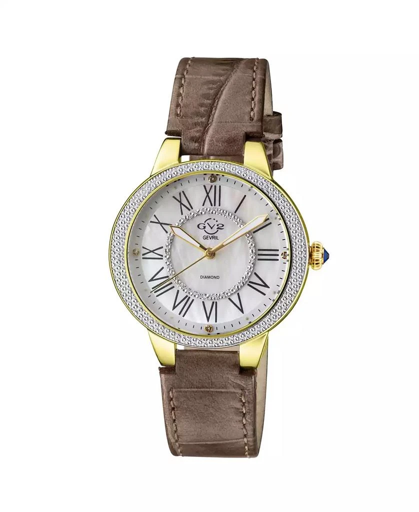 商品Gevril|GV2 Women's Astor II Brown Leather Swiss Quartz Strap Watch 36mm,价格¥5473,第1张图片