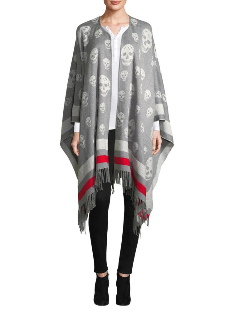 商品Alexander McQueen|Big Skull Printed Fringed Cape,价格¥5737,第1张图片