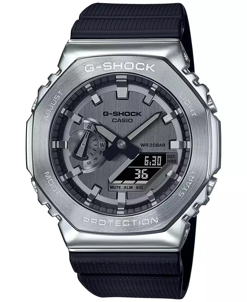 商品G-Shock|Men's Black & Silver-Tone Strap Watch 45.2mm,价格¥1514,第1张图片