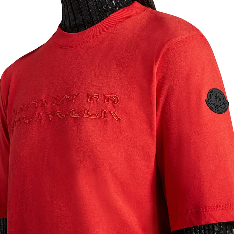 【预售3-7天】Moncler/蒙克莱 22年秋冬新款 女士真红色纯棉刺绣标志短袖T恤H20938C00017829H8463 商品