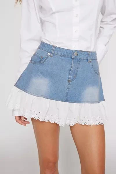 商品Kimchi Blue|Kimchi Blue Jenny Ruffle Denim Mini Skirt,价格¥265,第2张图片详细描述