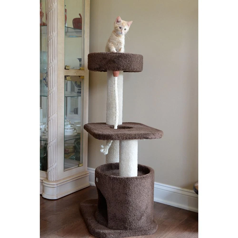 商品Macy's|3-Tier Carpeted Real Wood Cat Tree Condo,价格¥1396,第4张图片详细描述