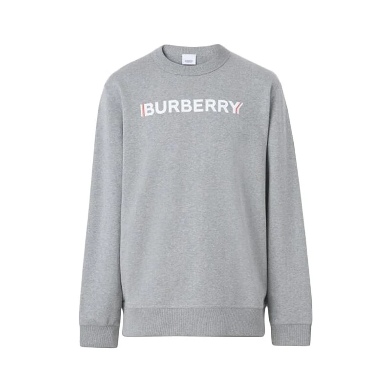 商品Burberry|BURBERRY/博柏利 男士灰色棉质徽标印花休闲卫衣80529921,价格¥1316,第1张图片