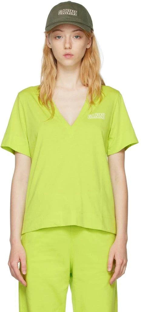 商品Ganni|Green Cotton T-Shirt,价格¥212,第1张图片