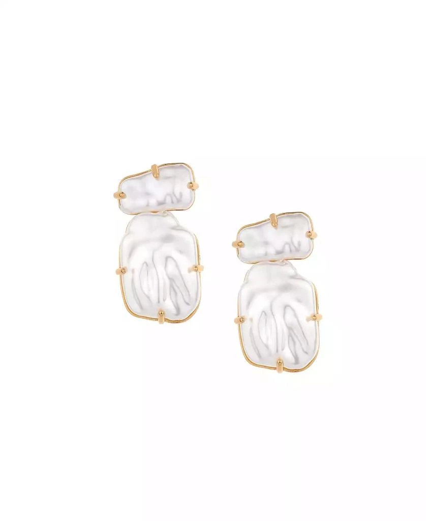 商品Ettika Jewelry|Double Imitation Pearl Nugget 18K Gold Plated Earrings,价格¥307,第1张图片